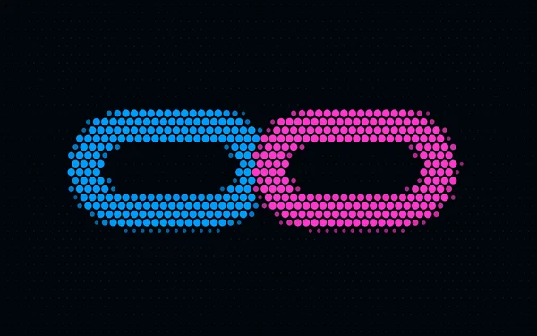Chain links made of pink and blue dots: your affiliate link