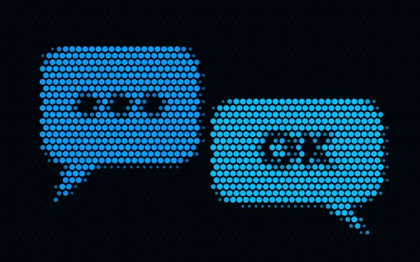Chat bubble made of blue dots next to a sparkle: the Sparkling agent inside Telegram