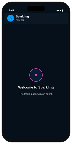 Sparkling welcome screen inside Telegram
