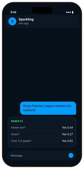 Sparkling chat listing Premier League prediction markets