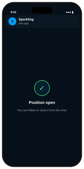 Sparkling confirmation of an open prediction market position